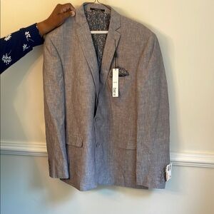 Bar III Gray Sport Coat with Notched Lapel and Textured Fabric
